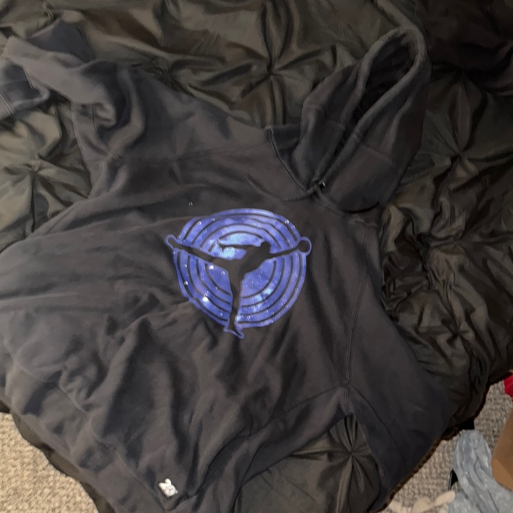Black Hoodie with Blue Graphic